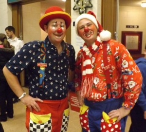 Rapide Brothers kept children entertained while queuing to see Santa.